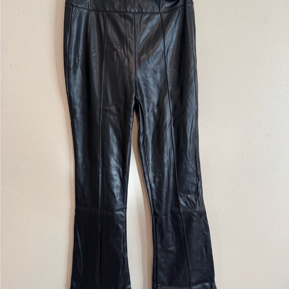 Princess Polly Black Faux Leather Flared Pants